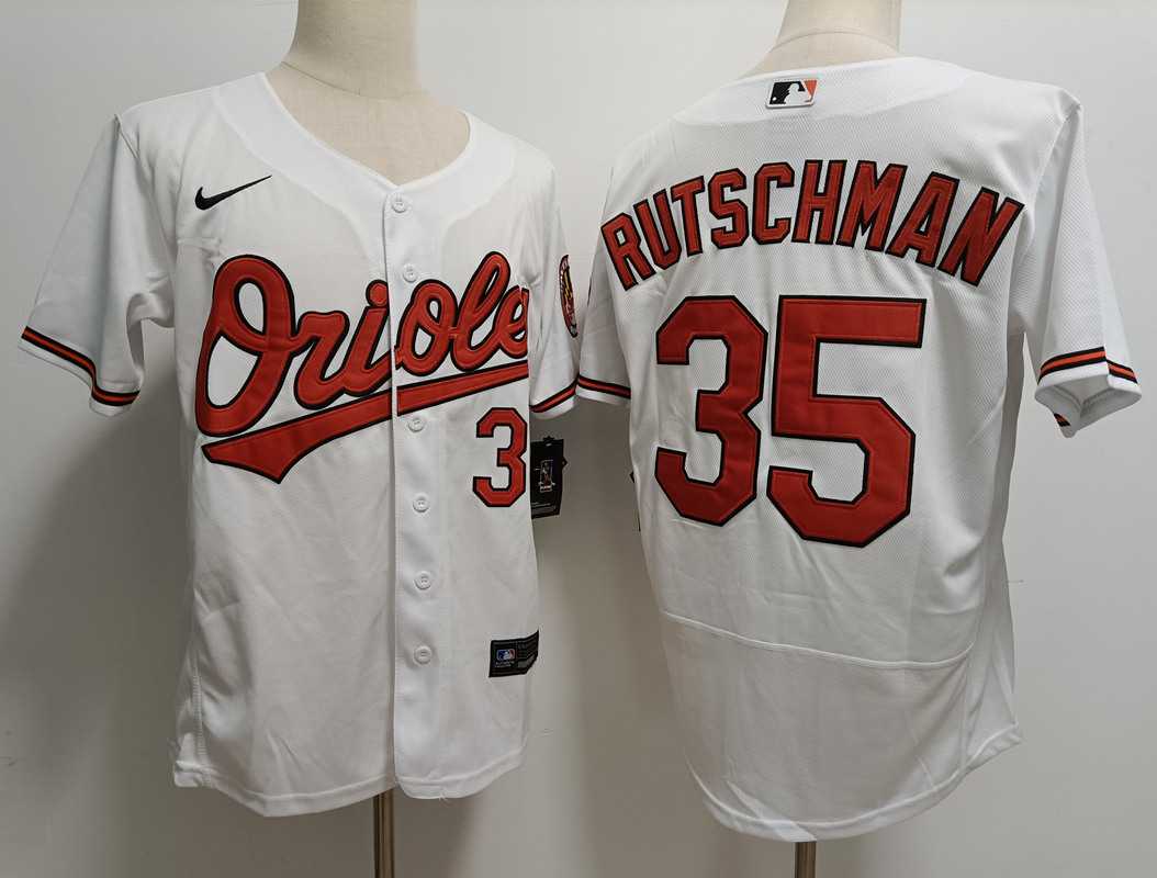 Men%27s Baltimore Orioles #35 Adley Rutschman White Stitched Flex Base Nike Jersey->baltimore orioles->MLB Jersey